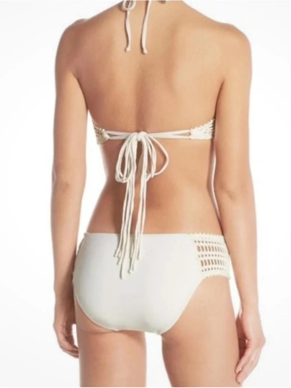 Robin Piccone Sophia Cream Crochet Bikini Swim Bottoms Size Medium